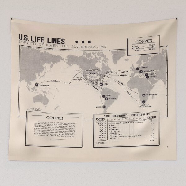 Item preview, Old US Copper Imports World Map (1954) Vintage Cu Metal Exporting Counties Atlas designed and sold by BravuraMedia.