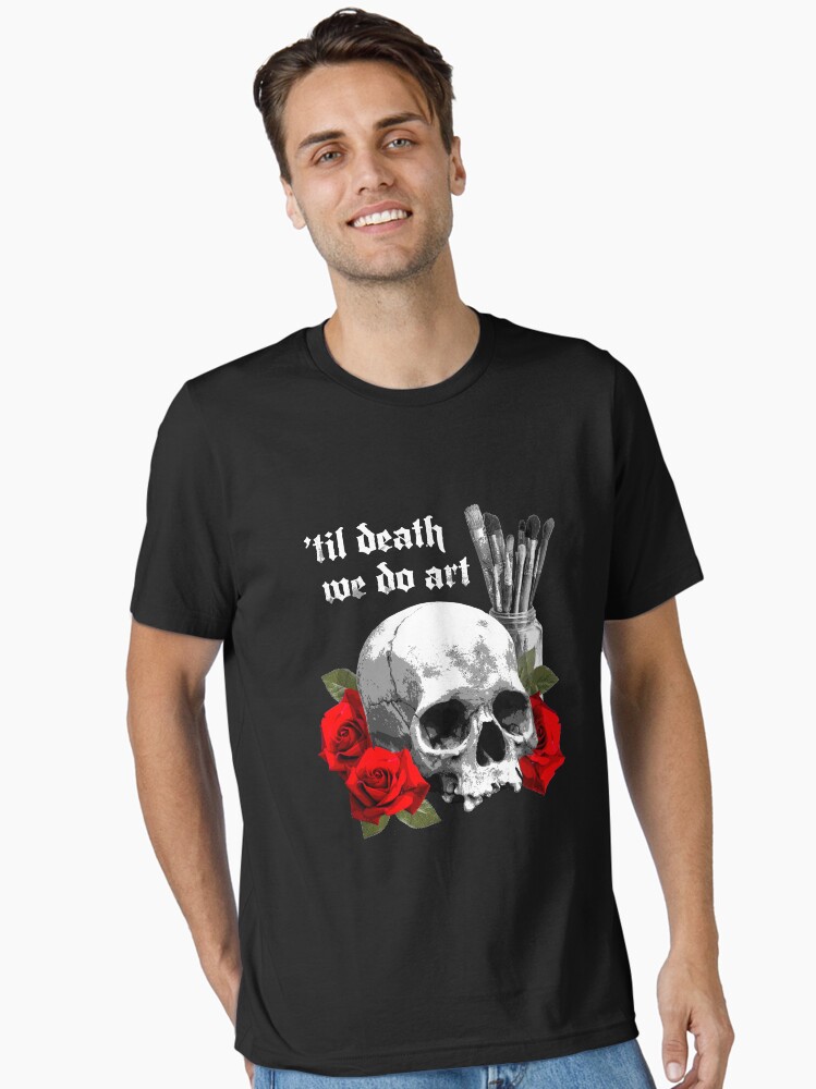 Til Death We Do Art Human Skull with Paintbrushes\