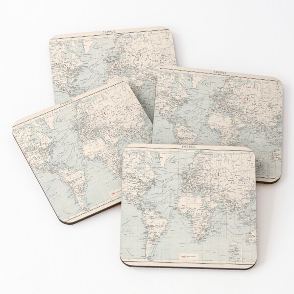 Item preview, Old World Copper Mining Map (1907) Vintage Global Cu Metal Mines Atlas designed and sold by BravuraMedia.