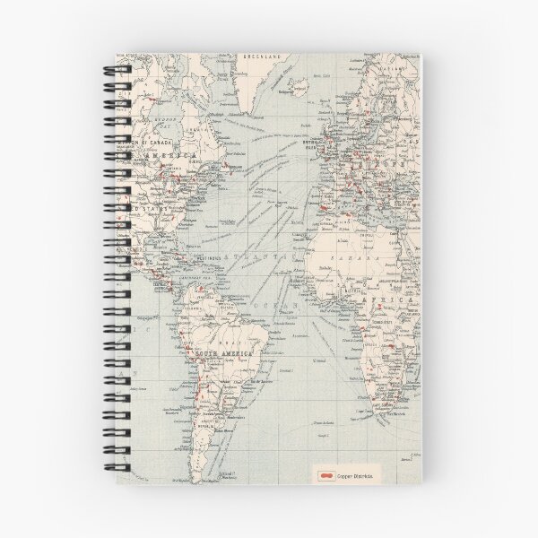 Item preview, Old World Copper Mining Map (1907) Vintage Global Cu Metal Mines Atlas designed and sold by BravuraMedia.