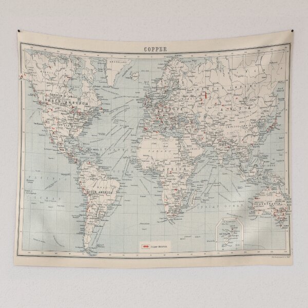 Item preview, Old World Copper Mining Map (1907) Vintage Global Cu Metal Mines Atlas designed and sold by BravuraMedia.