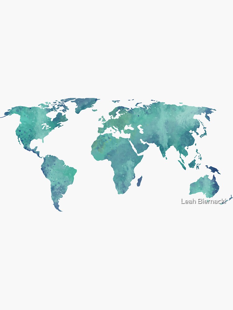 Watercolor map in turquoise by adventureliela
