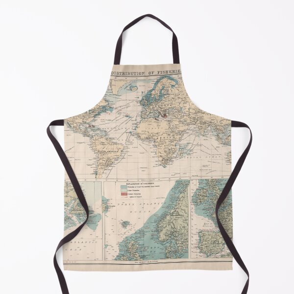 Item preview, Old World Fisheries Map (1907) Vintage Global Fishing & Fisherman Trade Atlas designed and sold by BravuraMedia.
