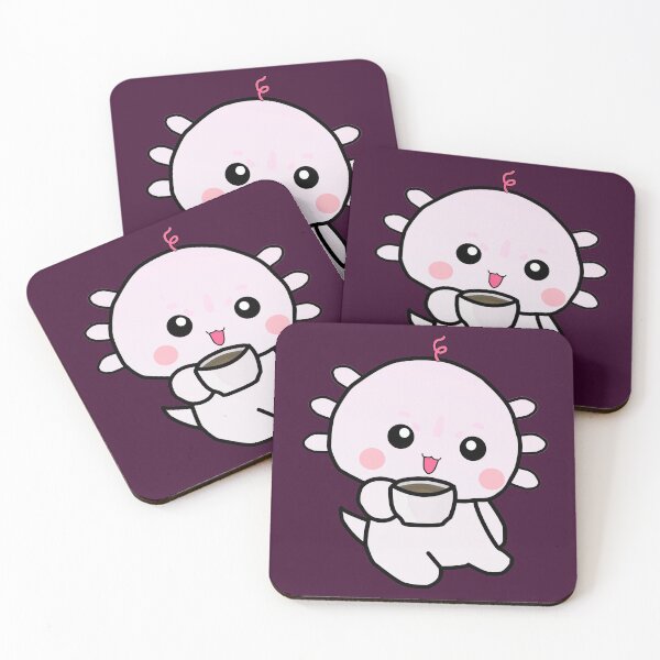 Item preview, Cute Baby Leucistic Axolotl Drinks Coffee designed and sold by lazarosdesign.