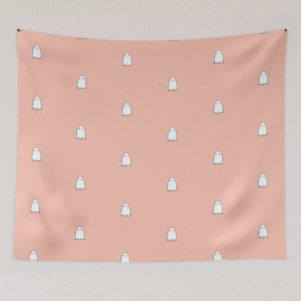 Item preview, Cute little ghost with pastel pink background designed and sold by eL-La-.