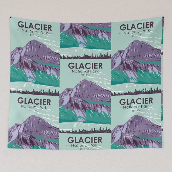 Artikelvorschau, Glacier National Park Hidden Lake Montana Vintage entworfen und verkauft von KrisSidDesigns.