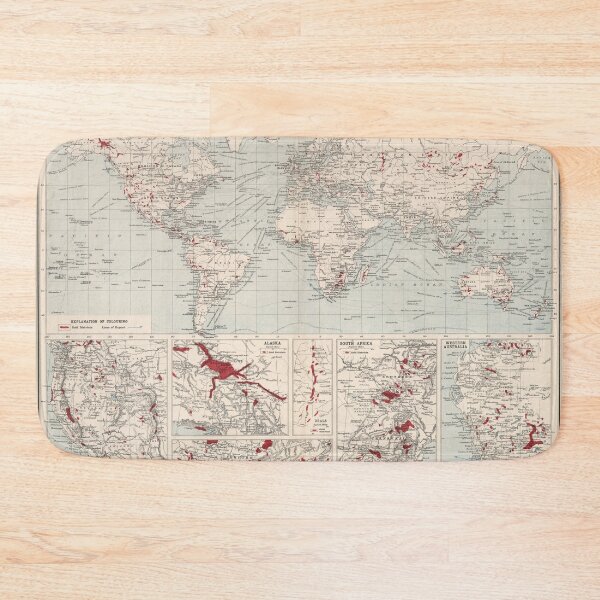 Item preview, Old World Gold Mining Map (1907) Vintage Global Precious Metals Mines Atlas designed and sold by BravuraMedia.