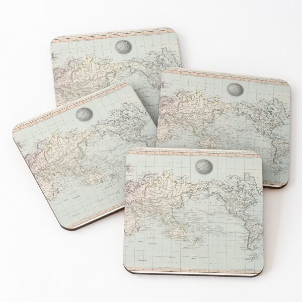 Item preview, Old World Map (1845) Vintage Global Continents Atlas designed and sold by BravuraMedia.