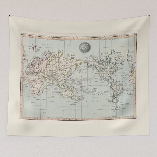 Item preview, Old World Map (1845) Vintage Global Continents Atlas designed and sold by BravuraMedia.