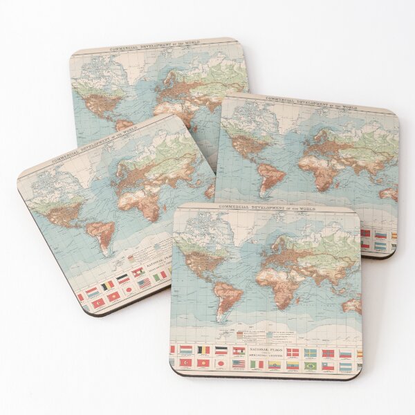 Item preview, Old World Commercial & Economic Development Map (1907) Vintage Global Shipping Merchant Atlas designed and sold by BravuraMedia.