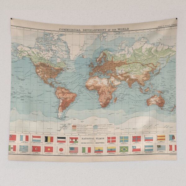 Item preview, Old World Commercial & Economic Development Map (1907) Vintage Global Shipping Merchant Atlas designed and sold by BravuraMedia.