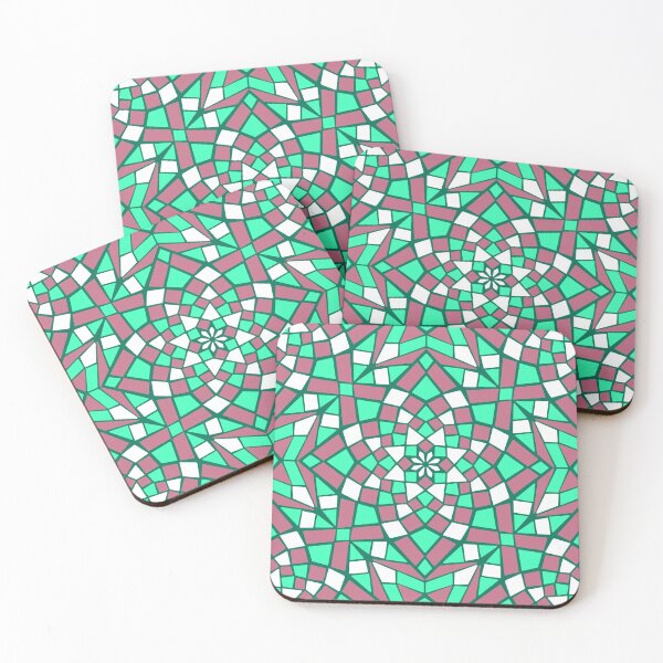 Item preview, Mosaic tile infinity pattern - pastel green and red, white  designed and sold by Nadia Arsky.