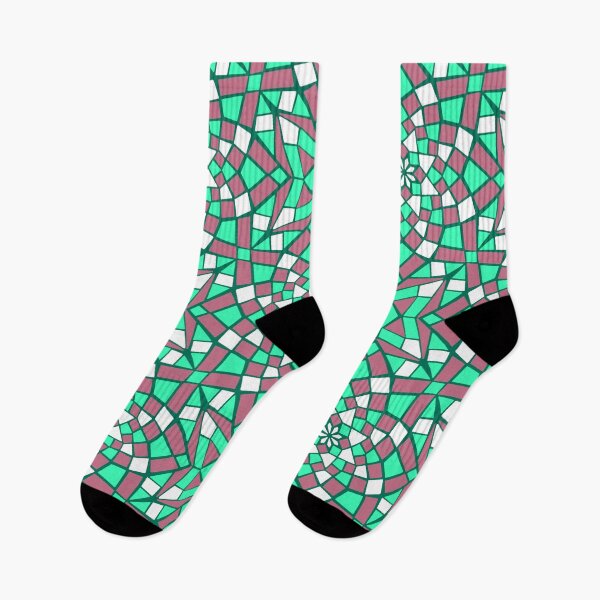 Item preview, Mosaic tile infinity pattern - pastel green and red, white  designed and sold by Nadia Arsky.