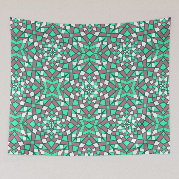 Item preview, Mosaic tile infinity pattern - pastel green and red, white  designed and sold by Nadia Arsky.