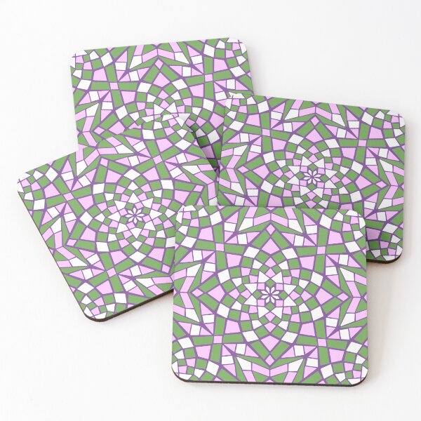 Item preview, Mosaic tile infinity pattern - moss green, pink, white, purple  designed and sold by Nadia Arsky.