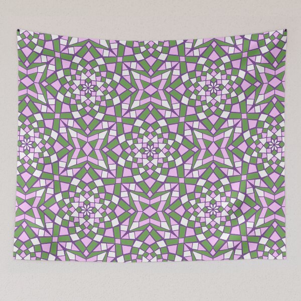 Item preview, Mosaic tile infinity pattern - moss green, pink, white, purple  designed and sold by Nadia Arsky.