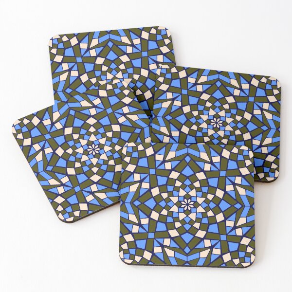Item preview, Mosaic tile infinity pattern - blue, dark blue, green, cream  designed and sold by Nadia Arsky.