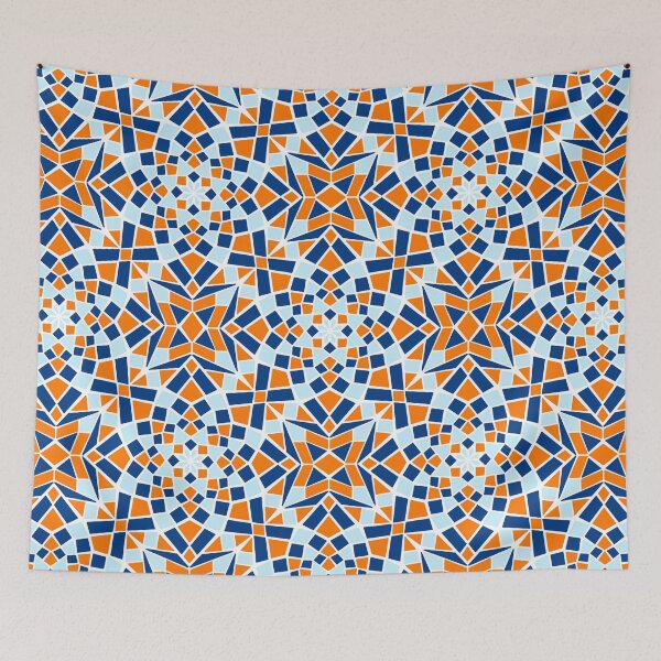 Item preview, Mosaic tile infinity pattern - blue, orange, light blue  designed and sold by Nadia Arsky.