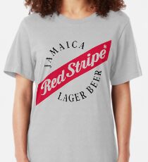 Jamaika-rotes Streifen-Lager-Bier Slim Fit T-Shirt