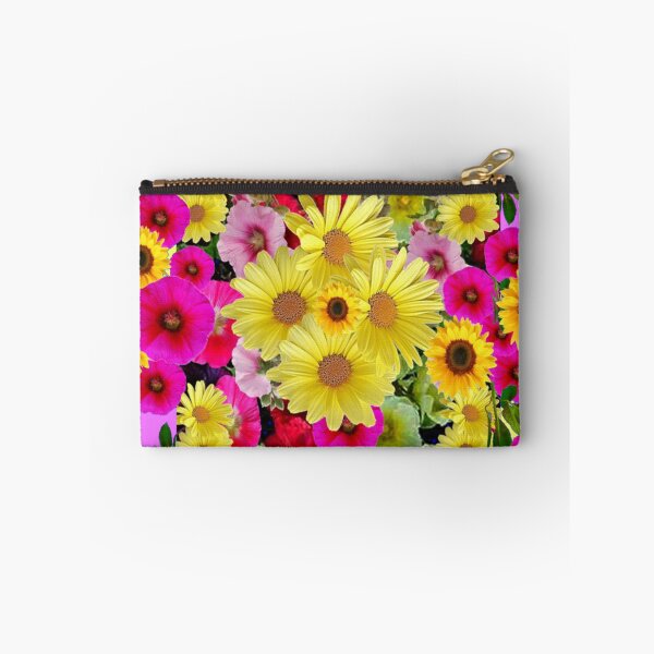 Item preview,  YELLOW SUNFLOWERS & FUCHSIA HOLLYHOCKS GARDEN  PINK ABSTRACT designed and sold by sharlesart.