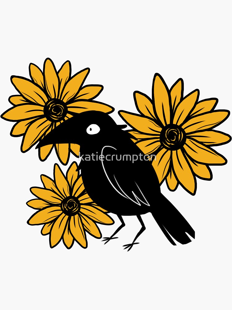 "Crow and Sun Flowers" Sticker by katiecrumpton | Redbubble