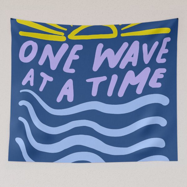 Item preview, One wave at a time - Pastel color inspirational quote art designed and sold by morgansgoods.