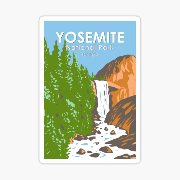 Yosemite National Park Vernal Fall California Vintage Sticker