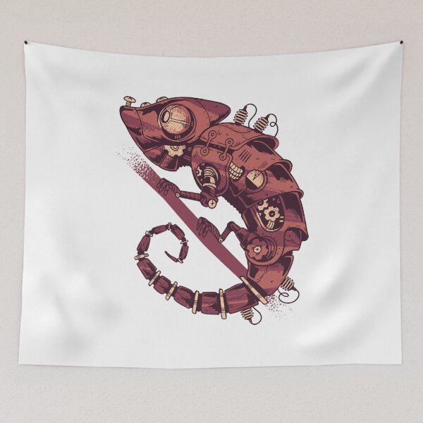 Item preview, Red Steampunk clockwork chameleon vintage style designed and sold by TRIBExSPACE.