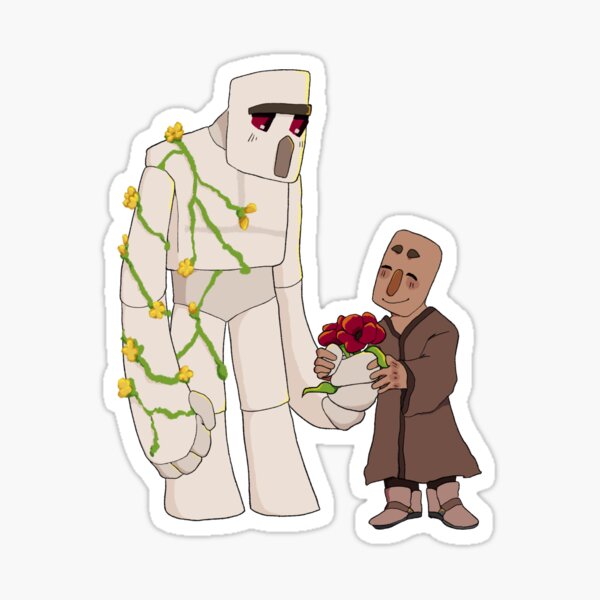 Minecraft Iron Golem and lil villager Sticker for Sale by TytoninaeArt