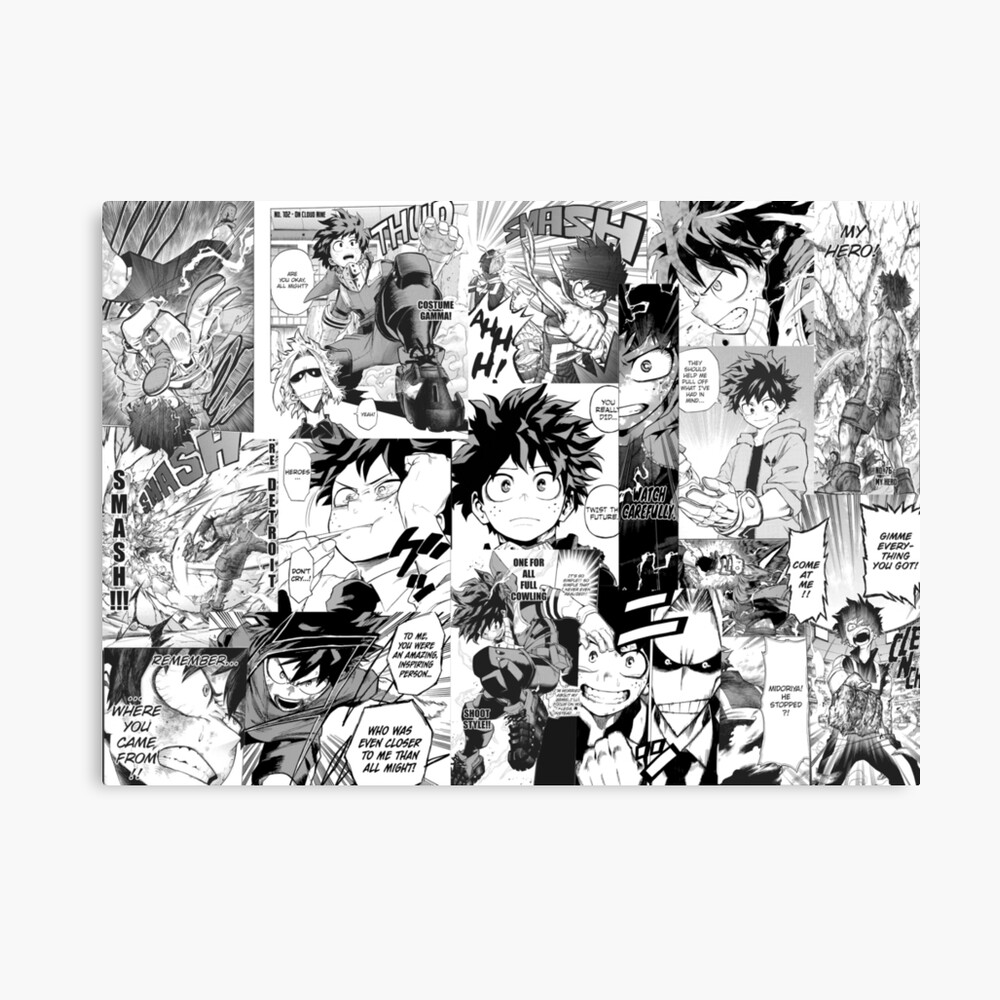 My Hero Academia Noir Et Blanc Impression métallique « My Hero Academia Deku Manga Collage Noir et Blanc  », par lgextra | Redbubble