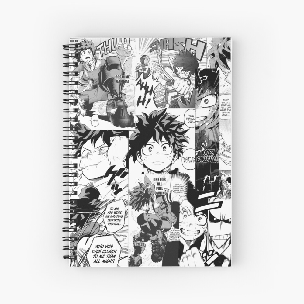 My Hero Academia Noir Et Blanc Cahier à spirale « My Hero Academia Deku Manga Collage Noir et Blanc », par  lgextra | Redbubble