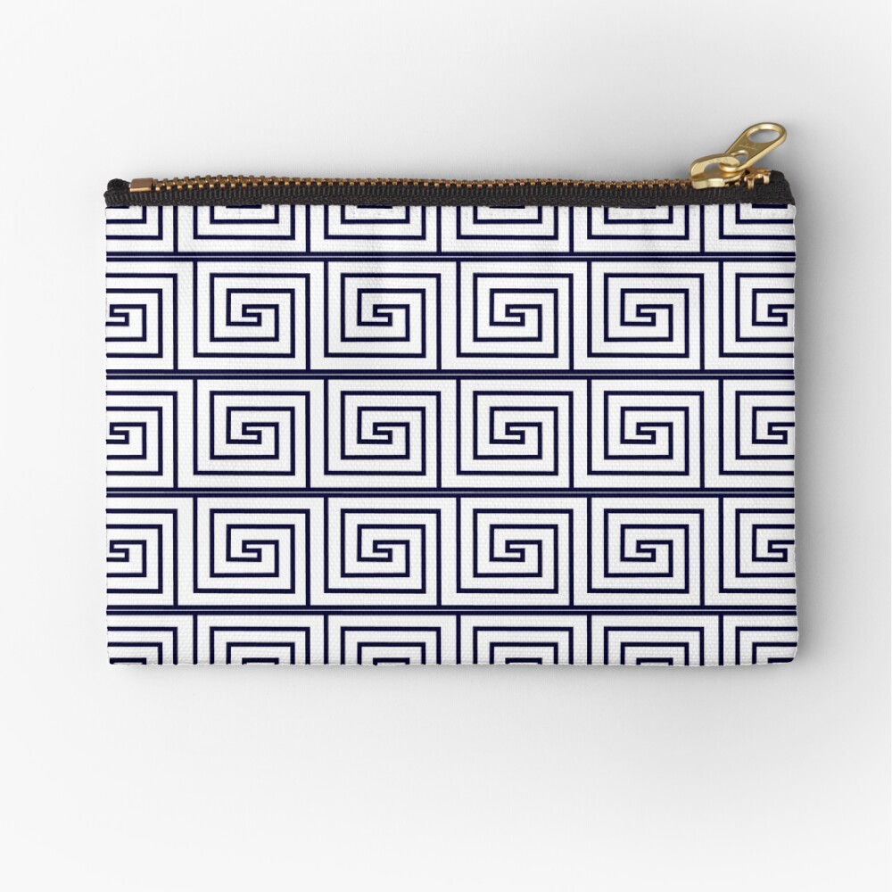 The Ozymandias Greek Key Pattern Blue Zipper Pouch