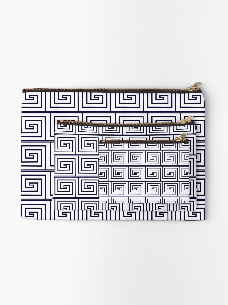 Alternate view of The Ozymandias Greek Key Pattern Blue Zipper Pouch