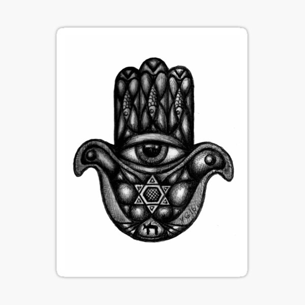 Jewish hand Hamsa ink drawing Sticker