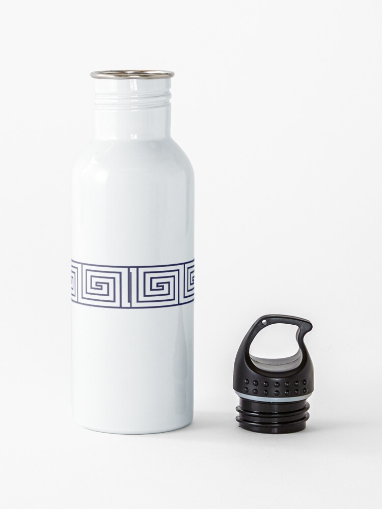 Alternate view of The Ozymandias Greek Key Pattern Blue Water Bottle