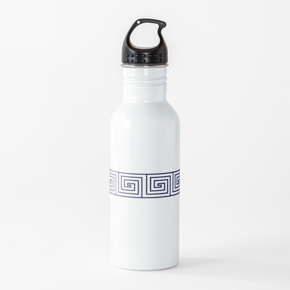 The Ozymandias Greek Key Pattern Blue Water Bottle