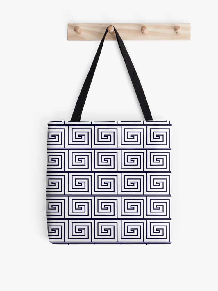 Thumbnail 1 of 2, Tote Bag, The Ozymandias Greek Key Pattern Blue designed and sold by Ozymandias-LLC.