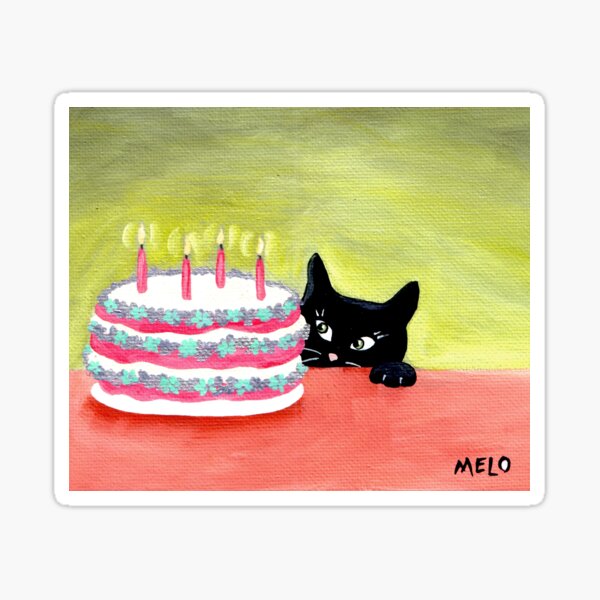 Meow Pussycat Cat Cake Furbaby Birthday Sticker