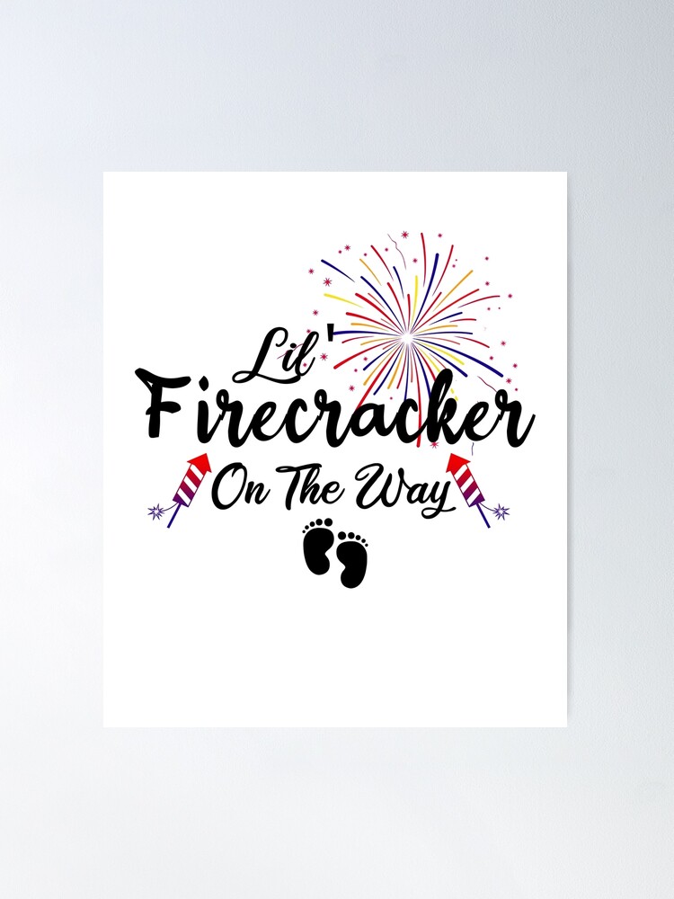 A Little Firecracker is On The Way 4th of July Pregnancy Announcement Shirt  for Women Women's T-Shirt Black at  Women's Clothing store