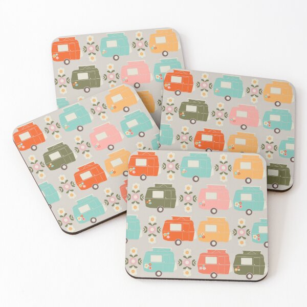 Item preview, Colourful Vintage Caravans and Daisies designed and sold by NattyDesigns.