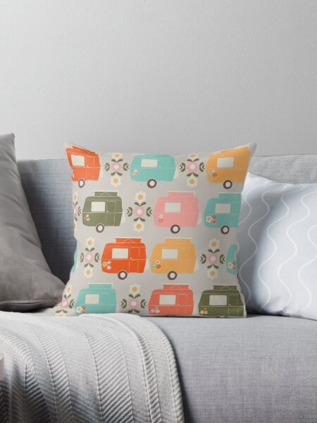 Item preview, Colourful Vintage Caravans and Daisies designed and sold by NattyDesigns.