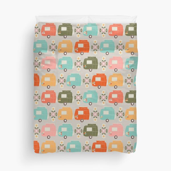 Item preview, Colourful Vintage Caravans and Daisies designed and sold by NattyDesigns.
