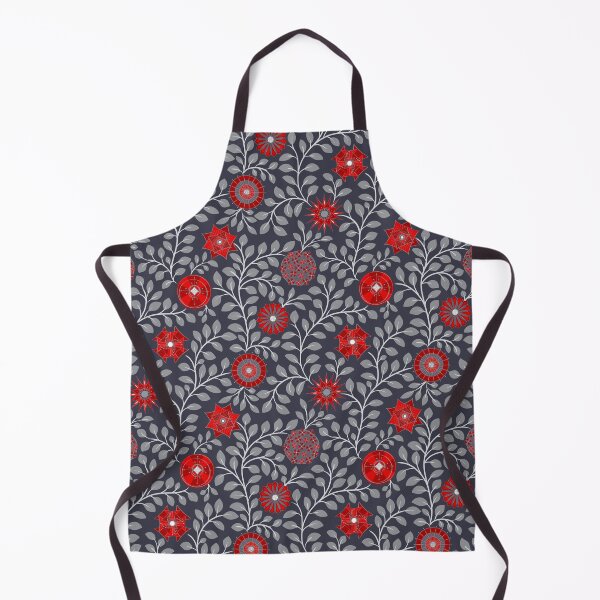 Item preview, Red - Dark Grey - Retro Midcentury Flowers designed and sold by WickedRefined - Nicole Demereckis.