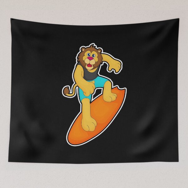 Item preview, Lion as Surfer with Surfboard designed and sold by Snabdesign84.