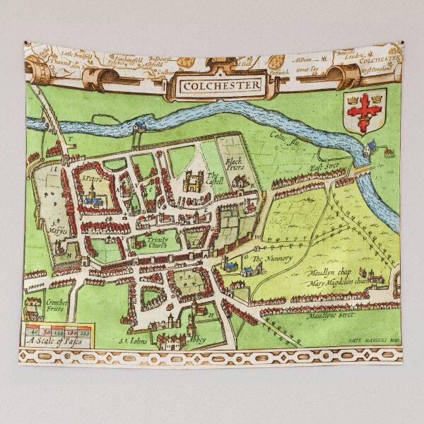 Item preview, Fayre towne Colchester 1662 Antique Essex Map designed and sold by katemargoli.