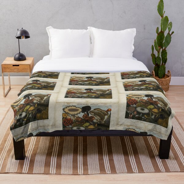 Mushroom Print Throw Blanket