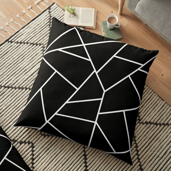 black white geometric _ Home decor Floor Pillow