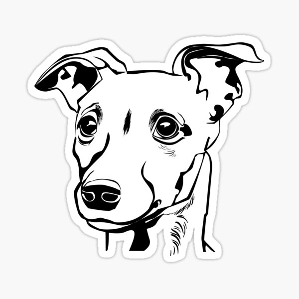 Vista previa del artículo con la obra «Ilustración de dibujo de cara de perro cachorro Whippet», diseñado y vendido por doggiedelight.