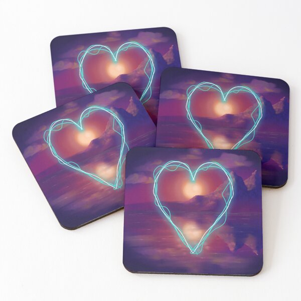 Item preview, Electric Blue Heart Over Mountain Lake Sunset designed and sold by Lex Robertson.