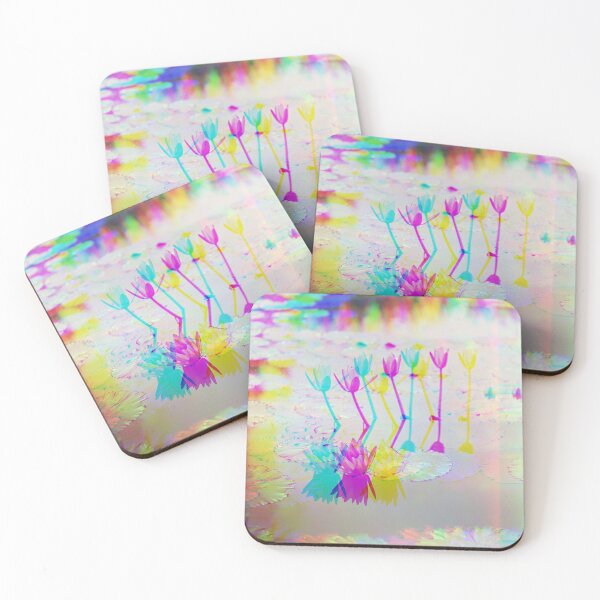 Item preview, Glitched Lily Symphony: Surreal Reflections in a Colorful Pond designed and sold by HistoryDesigns.